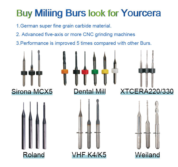 Yourcera Dental Milling Burs for dental milling machine
