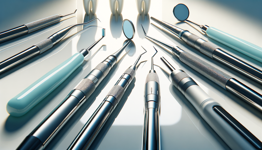 modern dental devices on white surface with soft light and cool blue accents