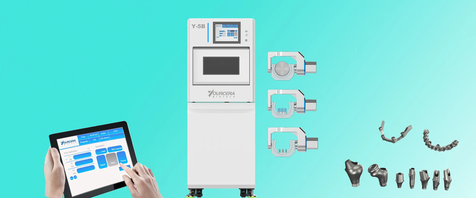 Load video: Yourcera Y 5W Dental Milling Machine