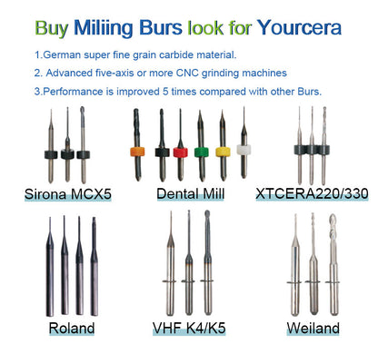 Yourcera Dental Milling Burs for dental milling machine